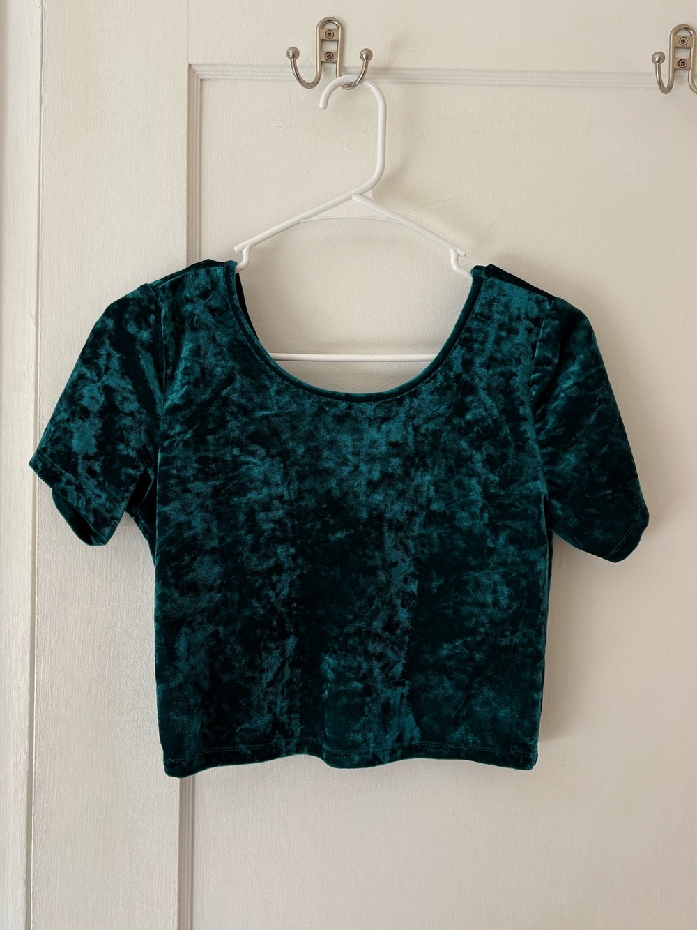 Green Velvet Crop Top